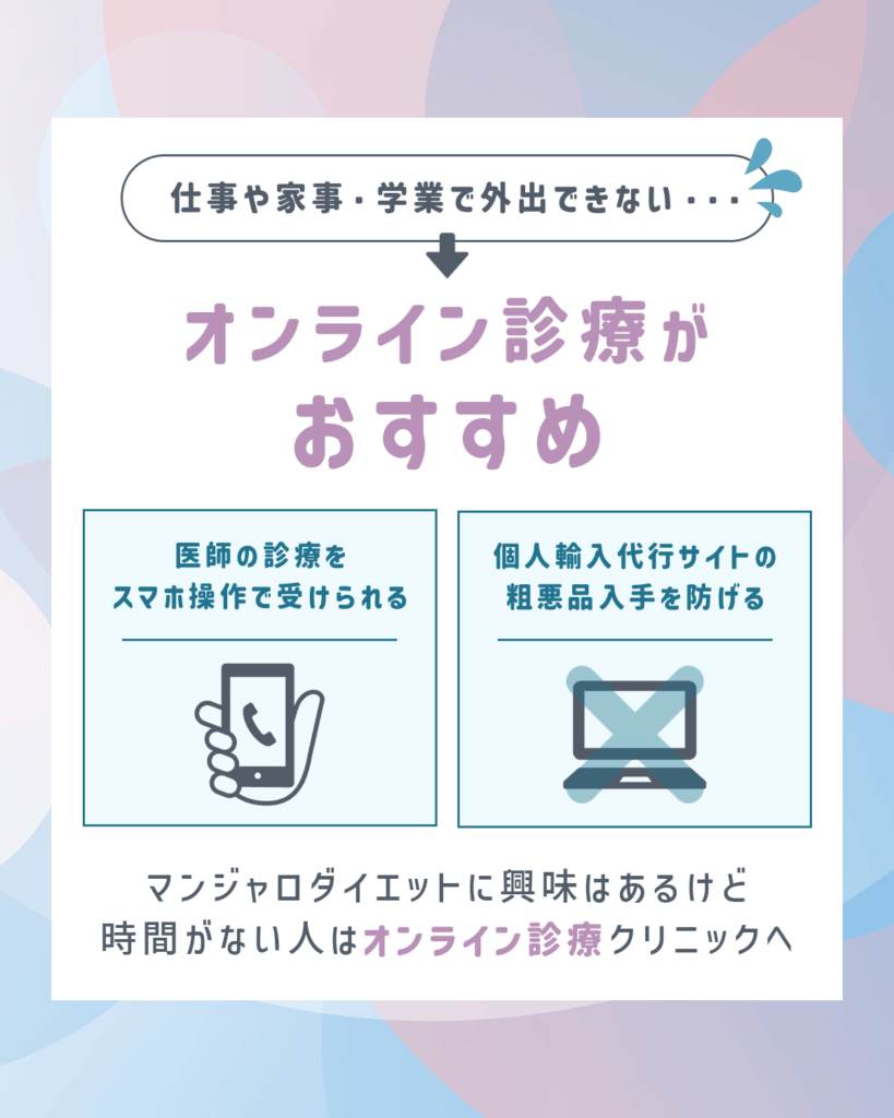 外出する時間がない人はマンジャロオンラインがおすすめ